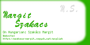 margit szakacs business card