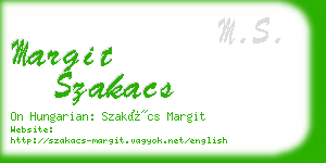 margit szakacs business card